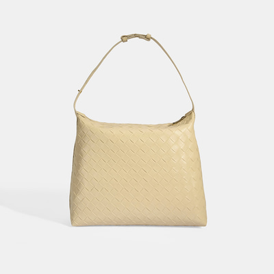 Kadın Bej Örgü Baskılı Omuz Çantası