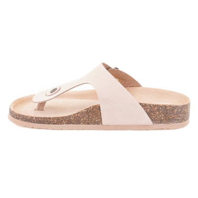 Kadın Bej Parmak Arası Nubuk Deri Terlik