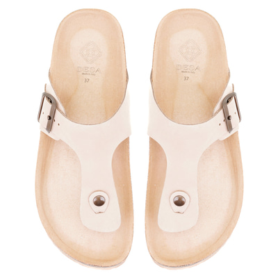 Kadın Bej Parmak Arası Nubuk Deri Terlik