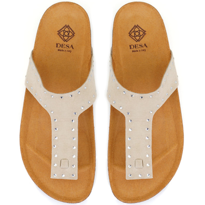 Kadın Bej Parmak Arası Süet Deri Terlik