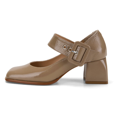 Kadın Bej Rugan Mary Jane Ayakkabı