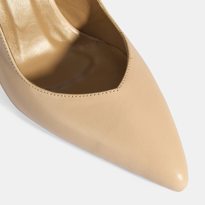 Kadın Bej Rugan Topuklu Klasik Ayakkabı