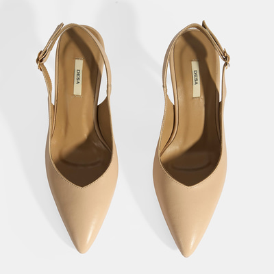 Kadın Bej Rugan Topuklu Klasik Ayakkabı