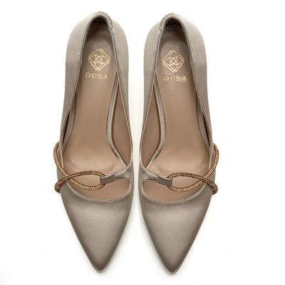 Kadın Bej Saten Taşlı Stiletto