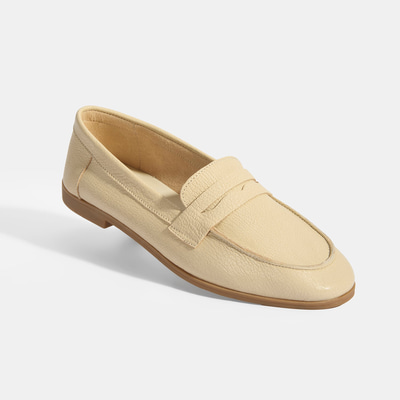Kadın Bej Slip-On Deri Loafer