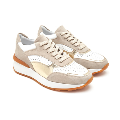 Kadın Bej Süet Deri Spor Ayakkabı