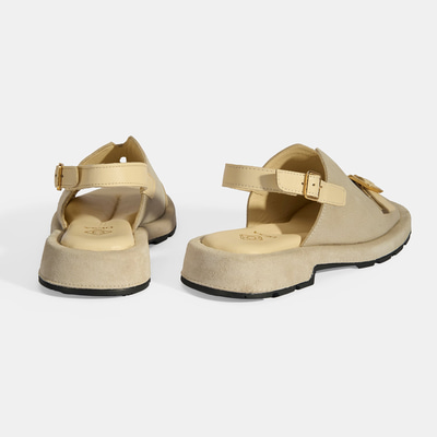 Kadın Bej Süet Tokalı Sandalet