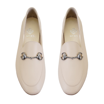 Kadın Bej Toka Aksesuarlı Deri Babet