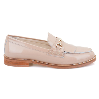 Kadın Bej Toka Aksesuarlı Deri Loafer