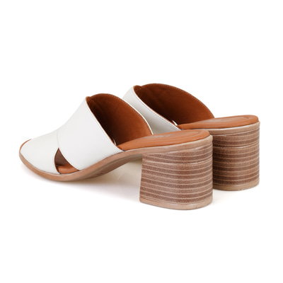 Kadın Bej Topuklu Deri Terlik