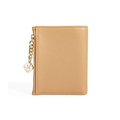 Kadın Bej Zincir Detaylı Deri Cüzdan