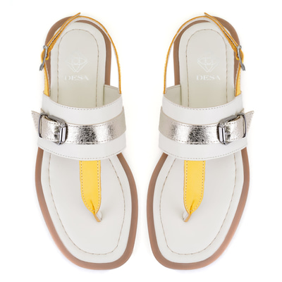 Kadın Beyaz Ayarlanabilir Tokalı Deri Terlik