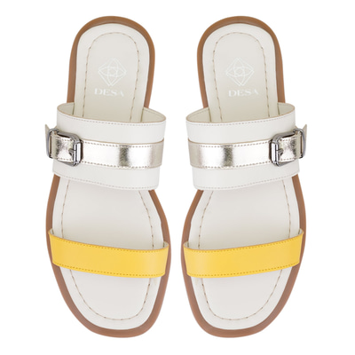 Kadın Beyaz Ayarlanabilir Tokalı Deri Terlik