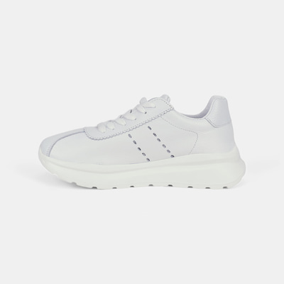 Kadın Beyaz Bağcıklı Kalın Tabanlı Deri Sneaker