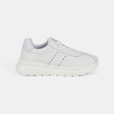 Kadın Beyaz Bağcıklı Kalın Tabanlı Deri Sneaker