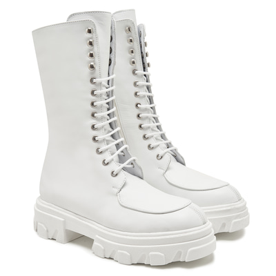 Kadın Beyaz Deri Bot