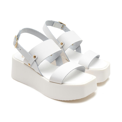 Kadın Beyaz Deri Sandalet