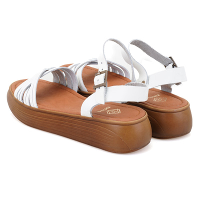 Kadın Beyaz Deri Sandalet
