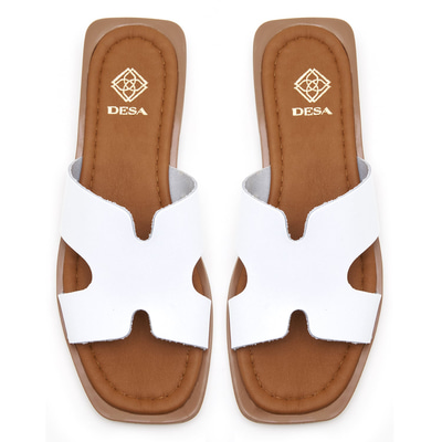 Kadın Beyaz Deri Terlik