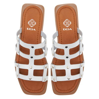 Kadın Beyaz Deri Terlik