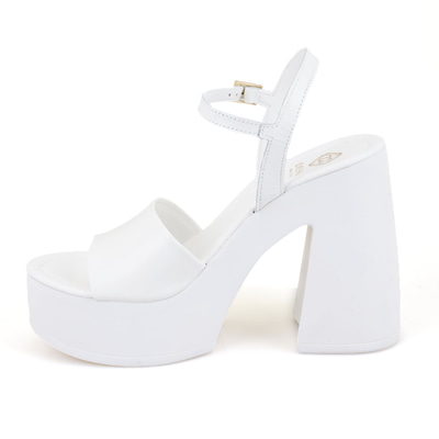 Kadın Beyaz Platform Topuklu Deri Sandalet