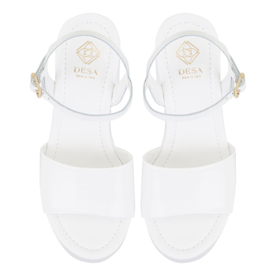 Kadın Beyaz Platform Topuklu Deri Sandalet