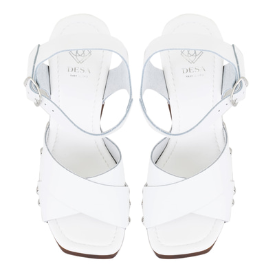 Kadın Beyaz Platform Topuklu Deri Sandalet