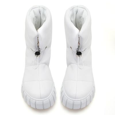 Kadın Beyaz Puffer Deri Detaylı Bot