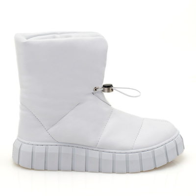 Kadın Beyaz Puffer Deri Detaylı Bot