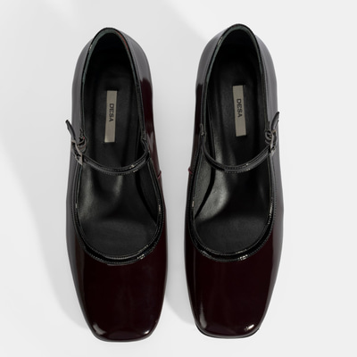 Kadın Bordo Ayarlanabilir Tokalı Kalın Topuklu Klasik Ayakkabı