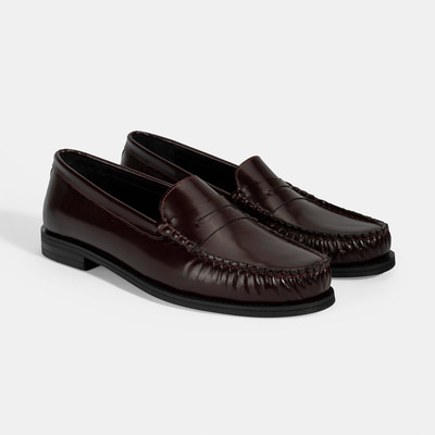 Kadın Bordo Klasik Deri Loafer