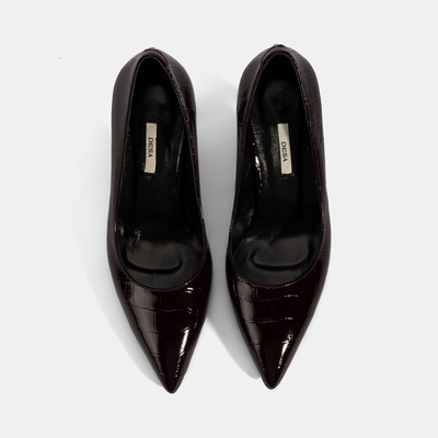 Kadın Bordo Kroko Baskılı Deri Stiletto