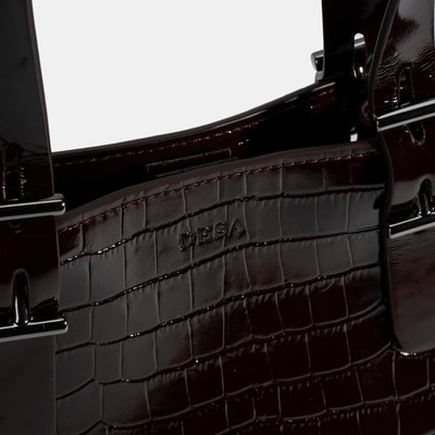 Kadın Bordo Kroko Baskılı Rugan Deri El Çantası