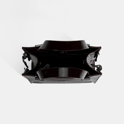 Kadın Bordo Kroko Baskılı Rugan Deri El Çantası