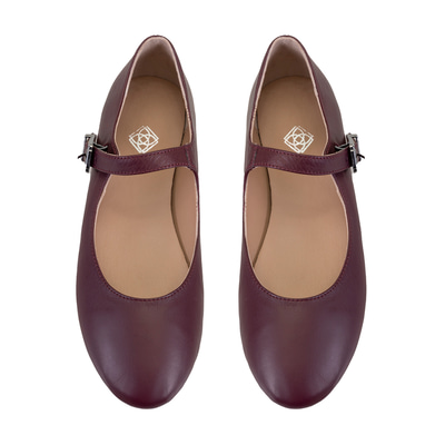 Kadın Bordo Mary Jane Deri Babet