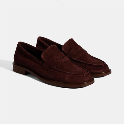 Kadın Bordo Süet Loafer