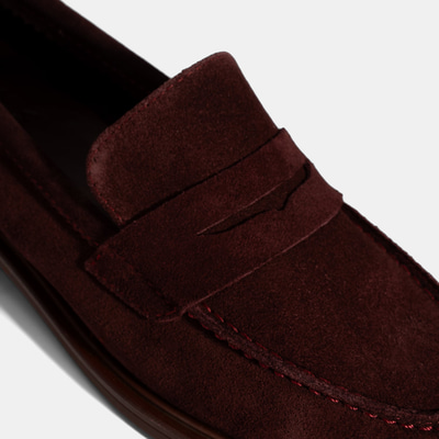 Kadın Bordo Süet Loafer