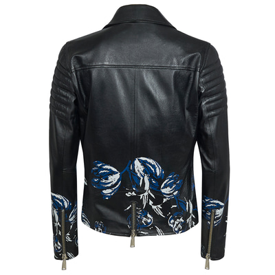 Kadın Çiçek Baskılı Deri Ceket