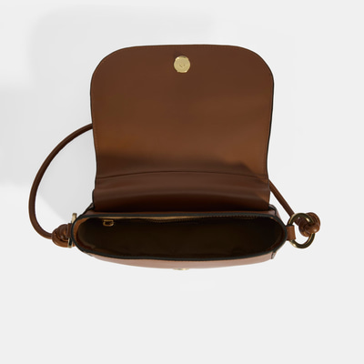 Kadın Düğüm Askılı Konyak Deri Omuz Çantası