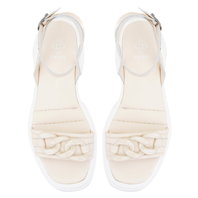 Kadın Ekru Deri Sandalet