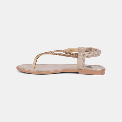 Kadın Gold Arkası Lastikli Taş Detaylı Parmak Arası Sandalet