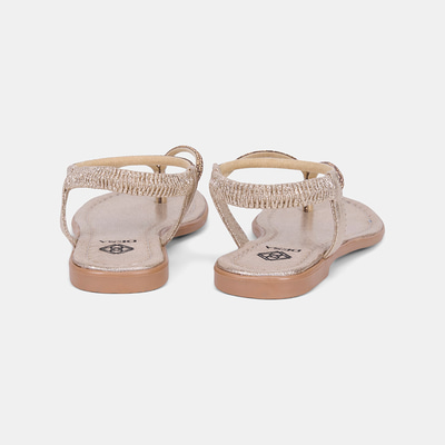 Kadın Gold Arkası Lastikli Taş Detaylı Parmak Arası Sandalet