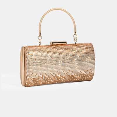 Kadın Gold Taş Detaylı Gece El Çantası