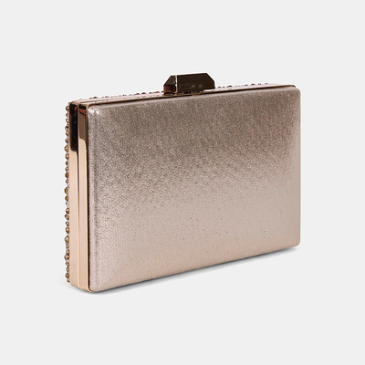 Kadın Gold Taş İşlemeli Zincir Askılı Abiye Clutch