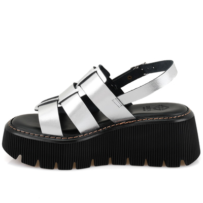 Kadın Gri Dolgu Tabanlı Deri Sandalet