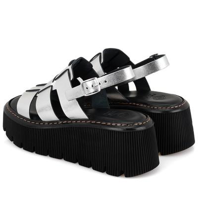 Kadın Gri Dolgu Tabanlı Deri Sandalet