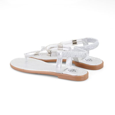 Kadın Gri Parlak Taş Detaylı Parmak Arası Sandalet