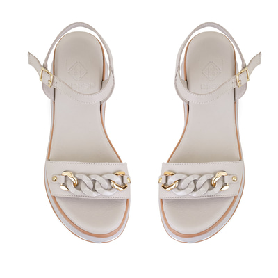 Kadın Gri Topuklu Deri Sandalet