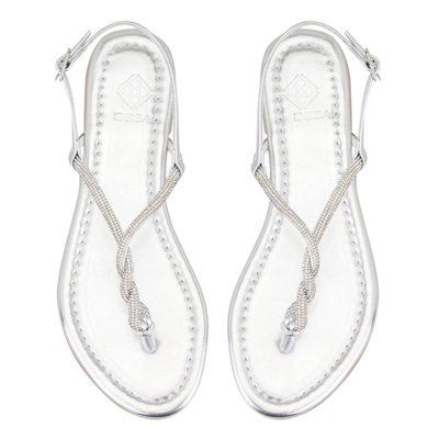 Kadın Gümüş Ayarlanabilir Tokalı Terlik