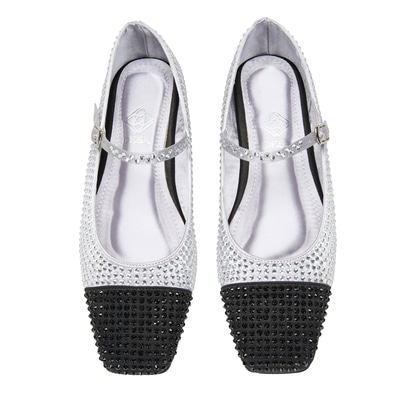 Kadın Gümüş Parlak Taş Detaylı Mary Jane Babet